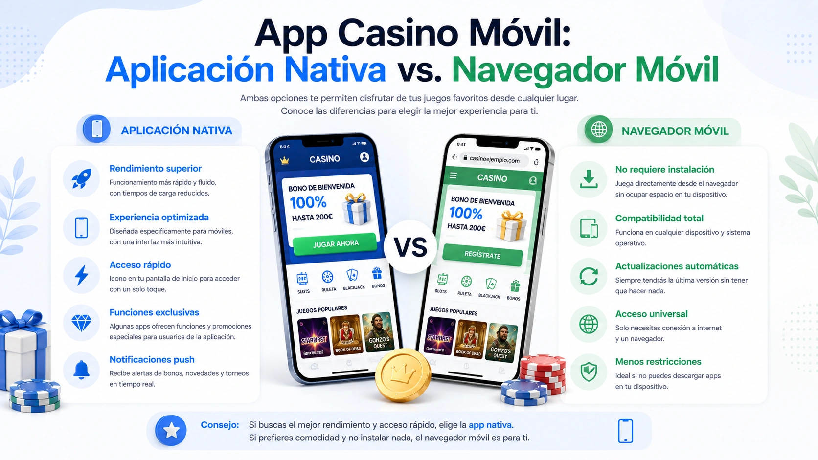 App Casino Móvil Aplicación Nativa vs. Navegador Móvil