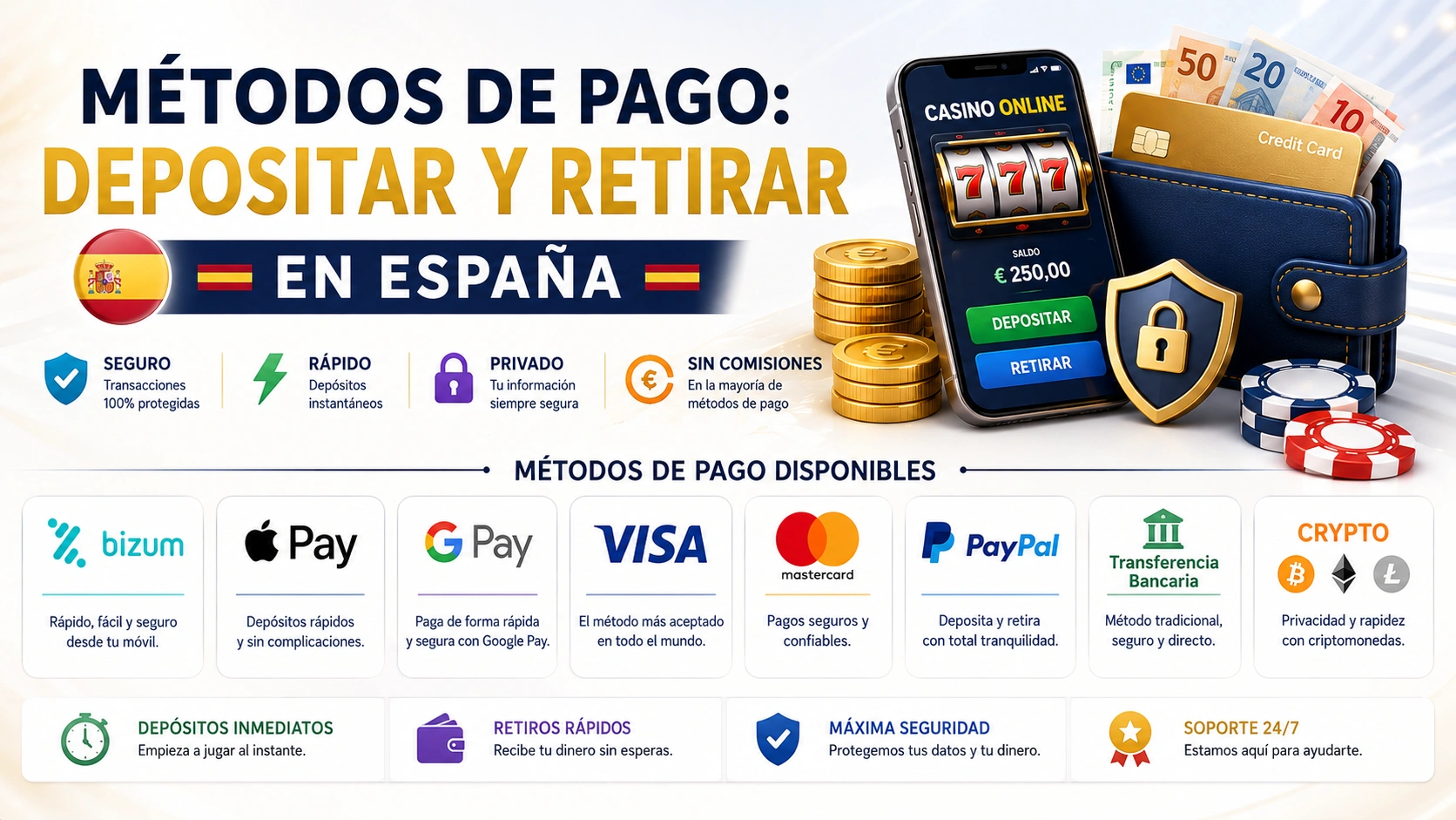 Métodos de Pago Depositar y Retirar en España
