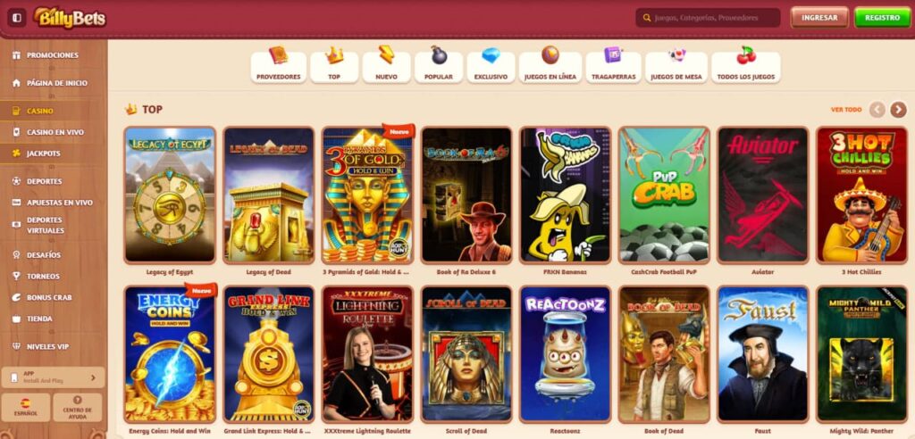 Juegos de BillyBets Casino