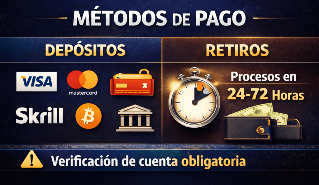 Métodos de pago en Ritzo Casino para depósitos y retiros con tiempos de procesamiento
