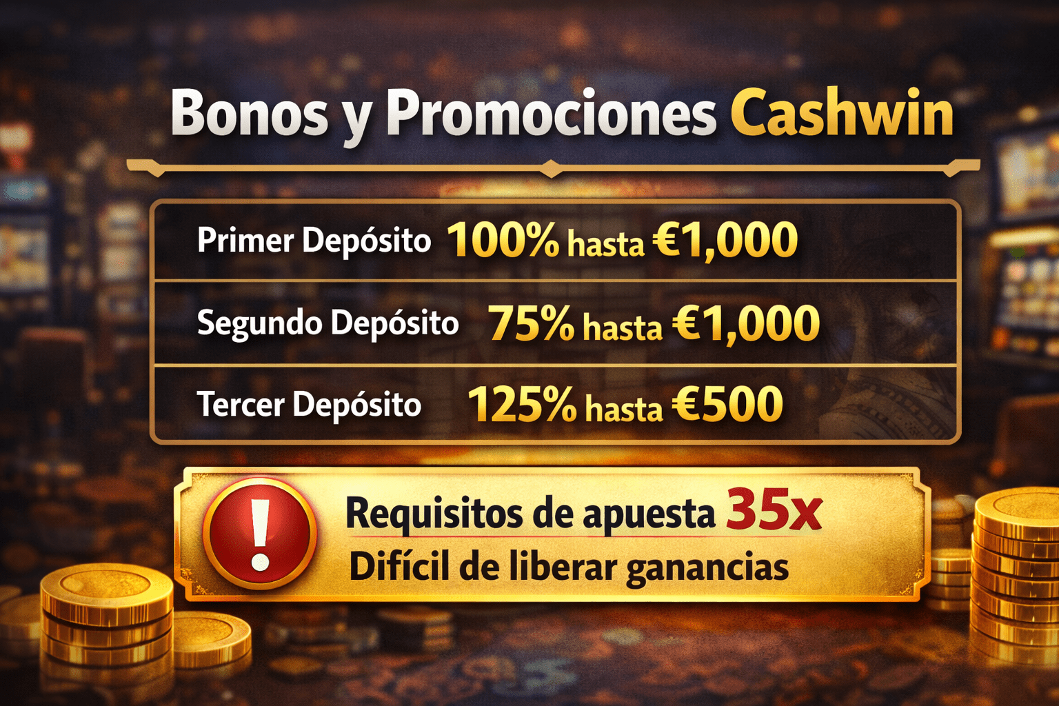 Bono de bienvenida de Cashwin Casino y promociones para nuevos jugadores