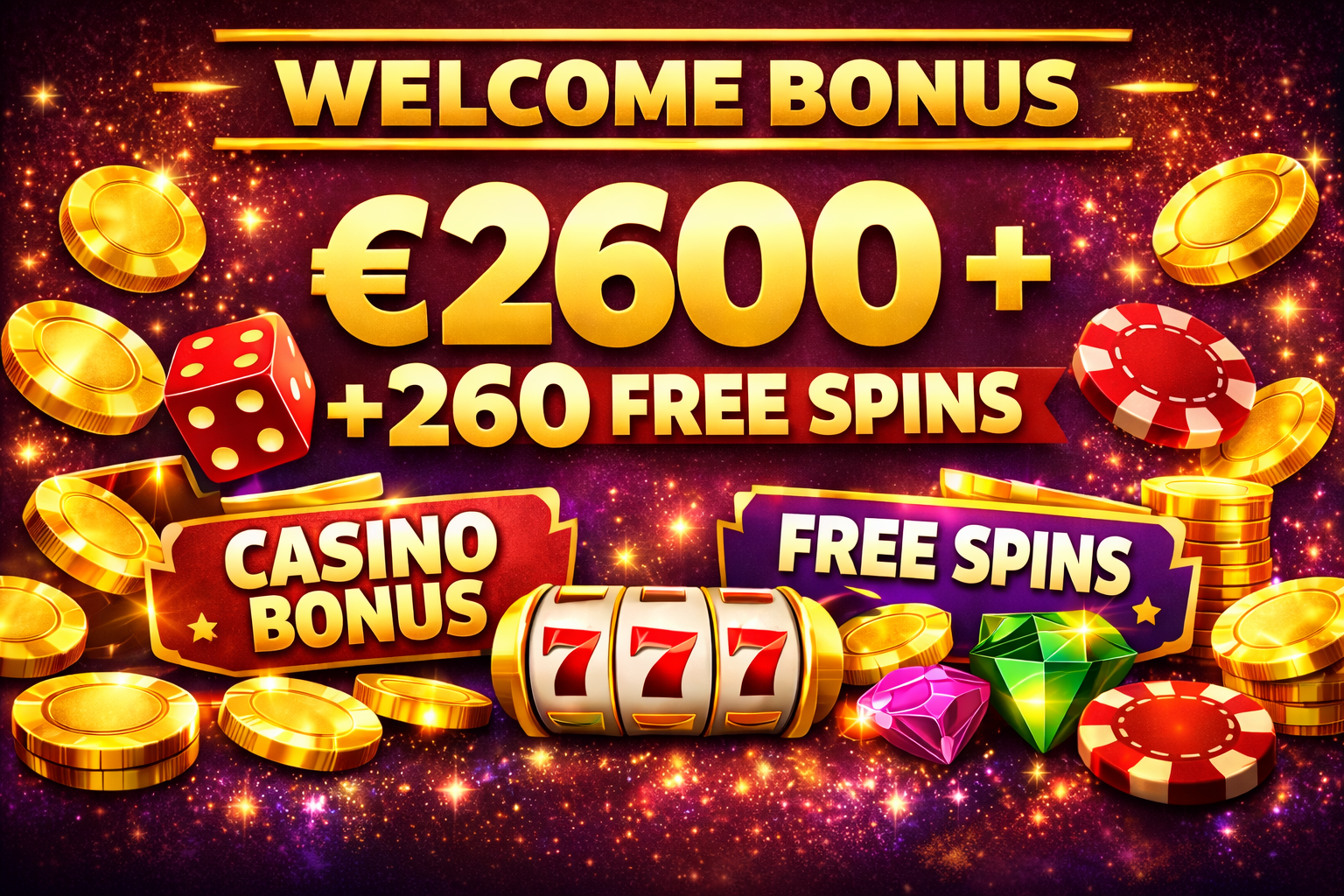 Rolling Slots Casino welcome bonus with free spins
