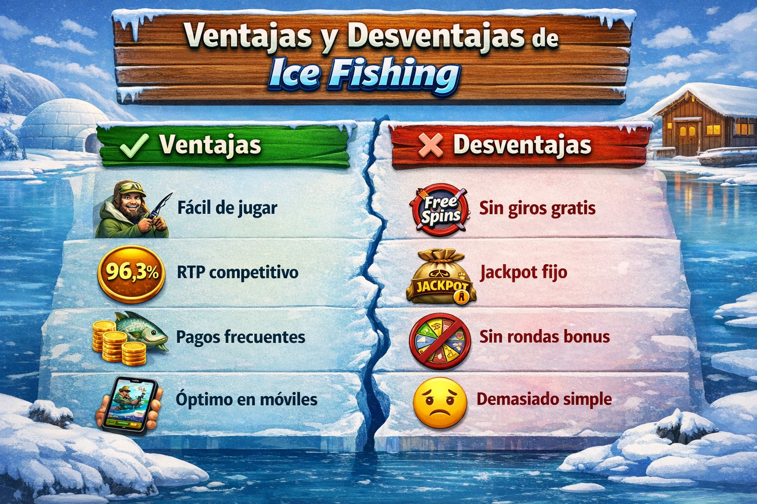 Tragamonedas Ice Fishing de casino online con rodillos, ruleta bonus y temática invernal