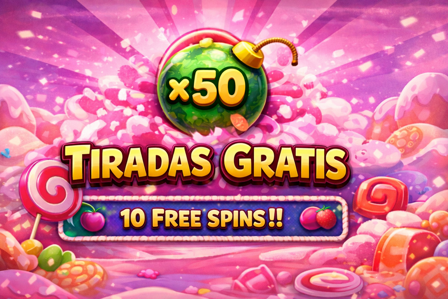 Tiradas gratis en Sweet Bonanza con multiplicadores aleatorios y bombas de hasta x50