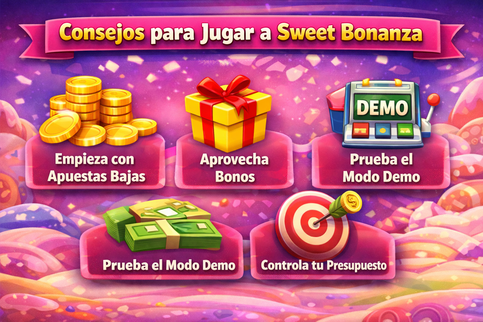 Consejos para jugar al slot Sweet Bonanza: apuestas bajas, uso de bonos y control del presupuesto