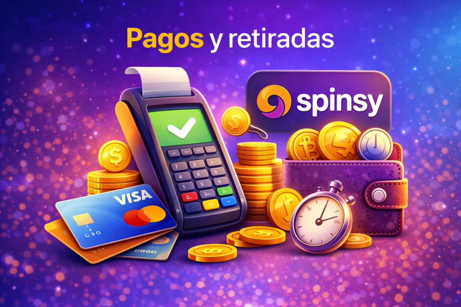 Pagos y retiradas en Spinsy Casino con tarjetas, criptomonedas y tiempos de procesamiento