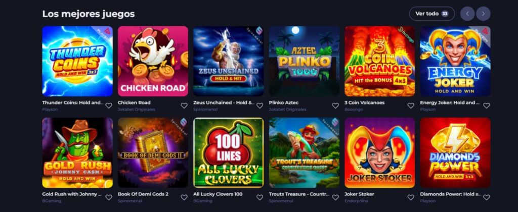 Juegos irresistibles de Jokabet Casino