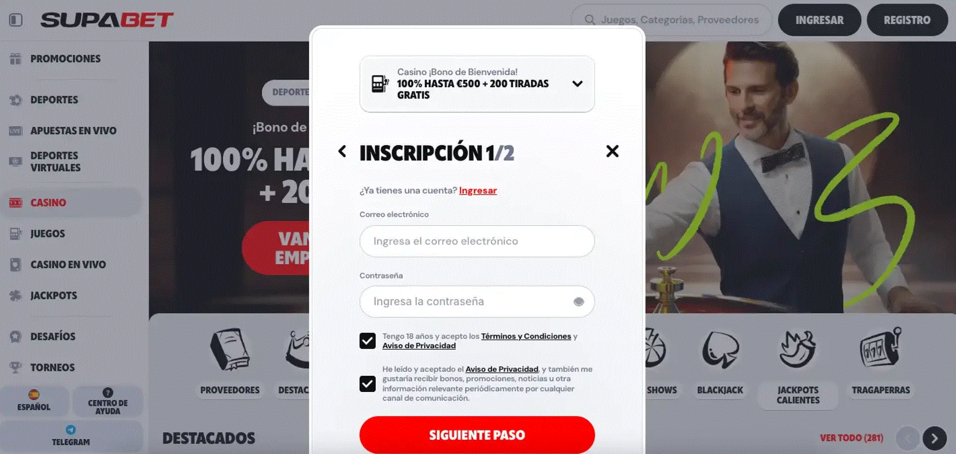 Guía de Registro en Supabet Casino Paso a Paso