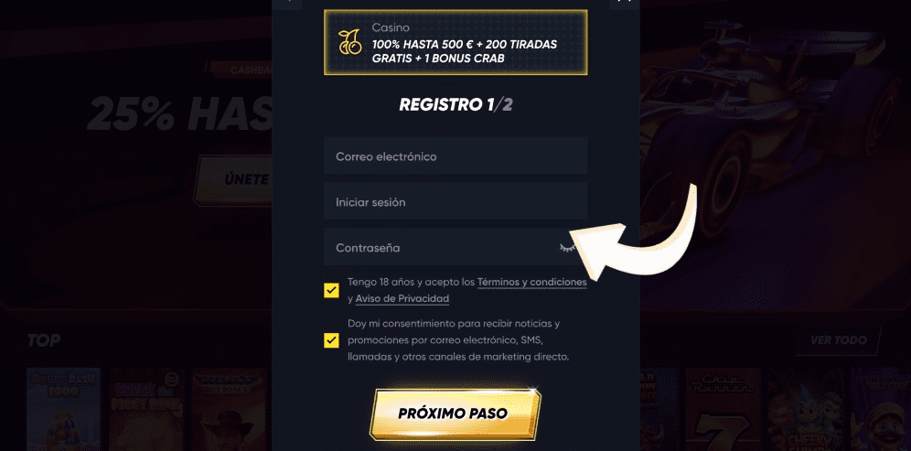 Cómo registrarse en QuickWin Casino