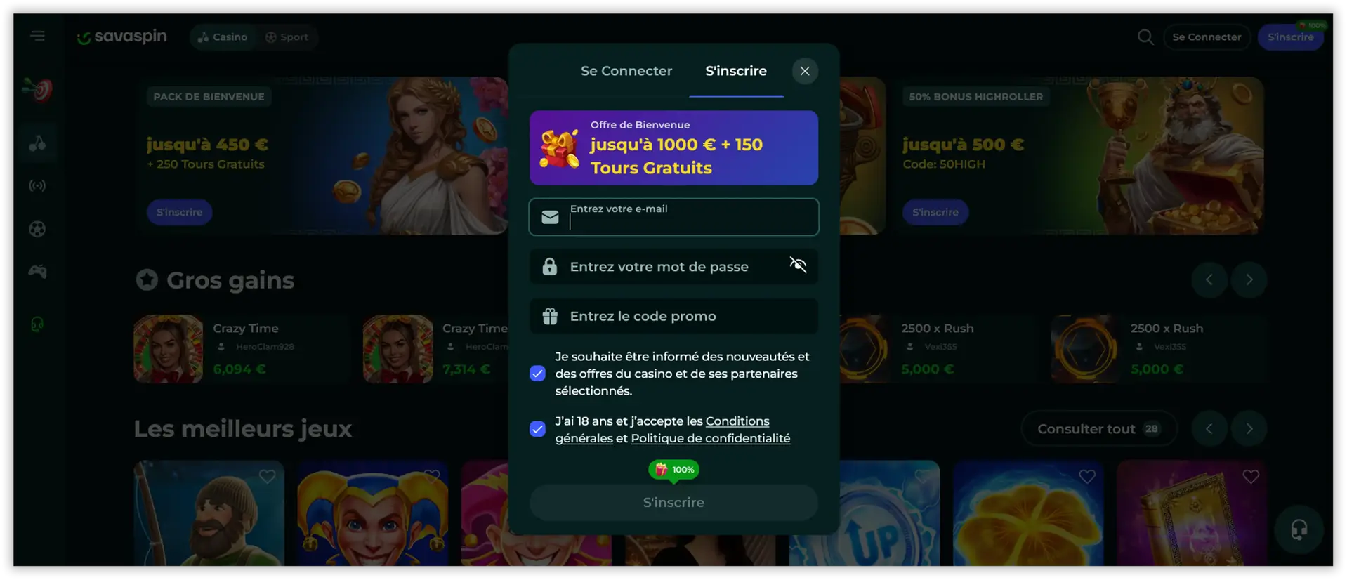 Registro paso a paso SavaSpin Casino