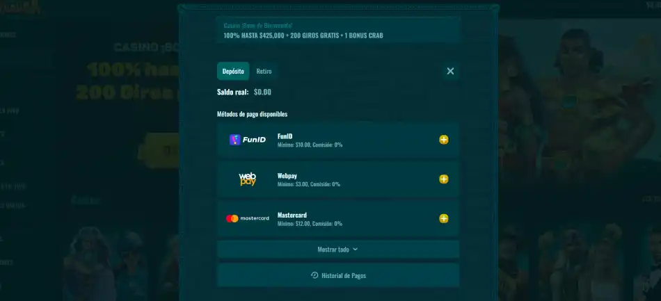 Opciones de pago en Spinanga Casino